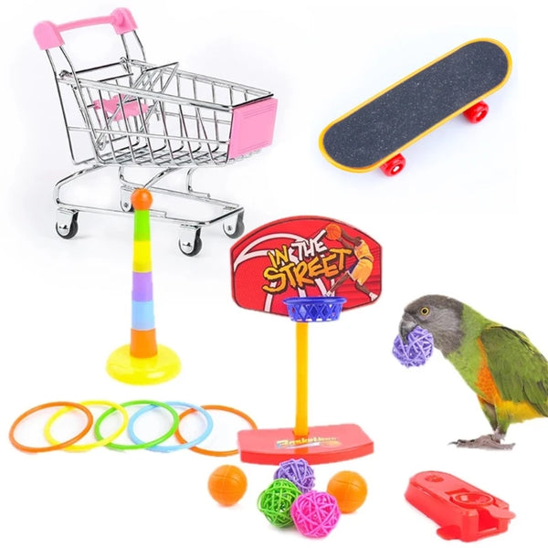 Bird Toys 4-Type Parrot Toy Set