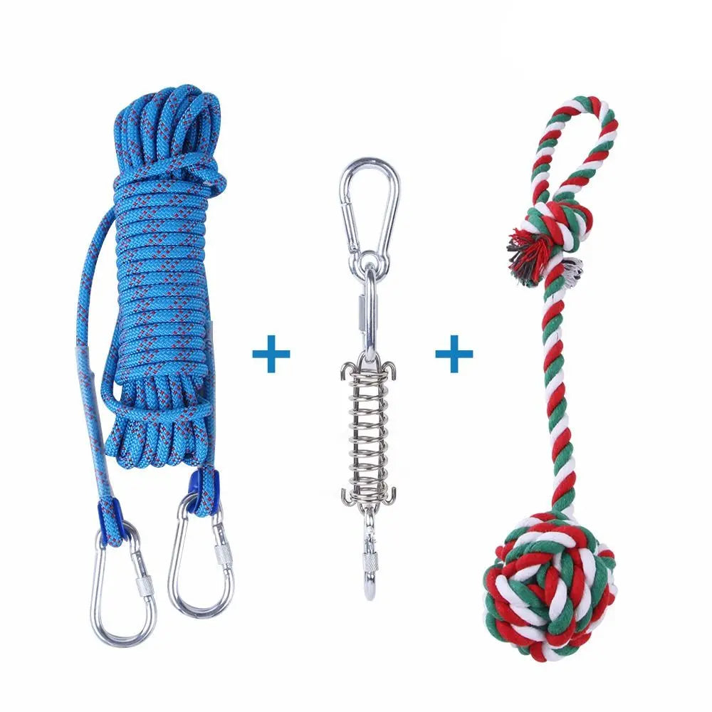 Cotton Rope Dog Spring Pole for Tug and Exercise