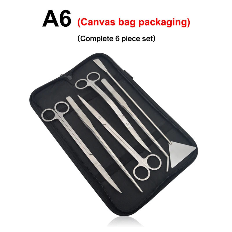 Stainless Steel Aquarium Tool Set with Scissors, Tweezers, and Shovel