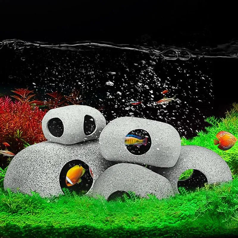 Ceramic Aquarium Cave Decor for Cichlids & Shrimp