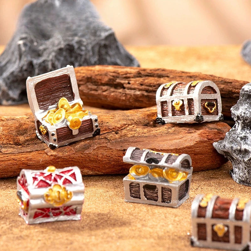 Mini Aquarium Treasure Chest Resin Ornament