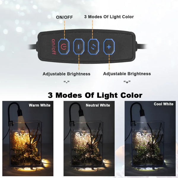 Lampe LED à pince pour aquarium - Design fin