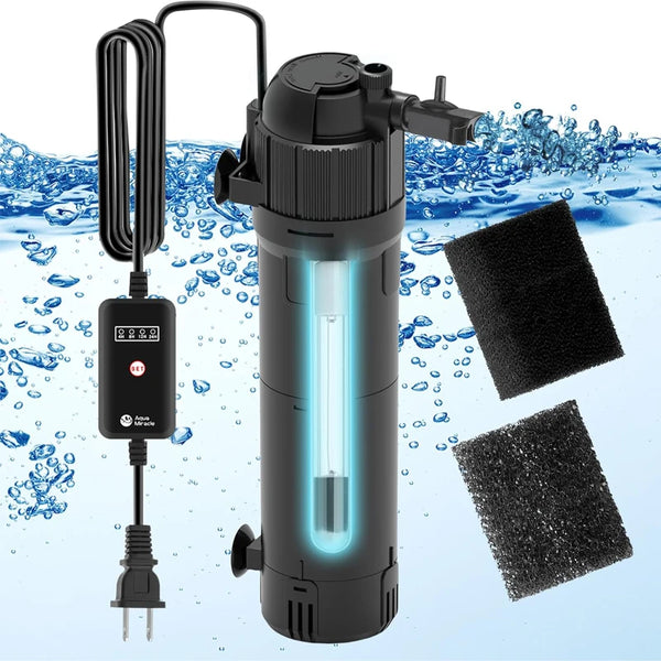 Filtre Submersible 5-en-1 pour Aquarium avec Stérilisateur UV
