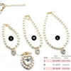 A set of faux pearl necklaces in sizes S, M, and L with heart pendants shown for reference.