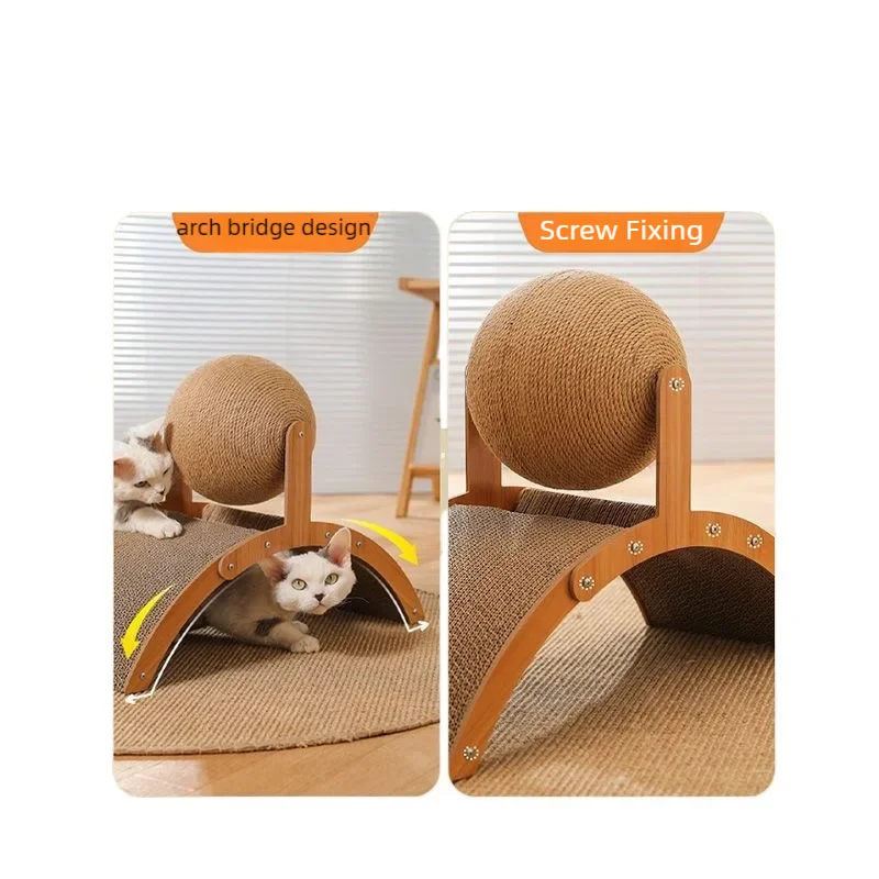 2-in-1 Cat Scratching Ball and Wooden Scratcher