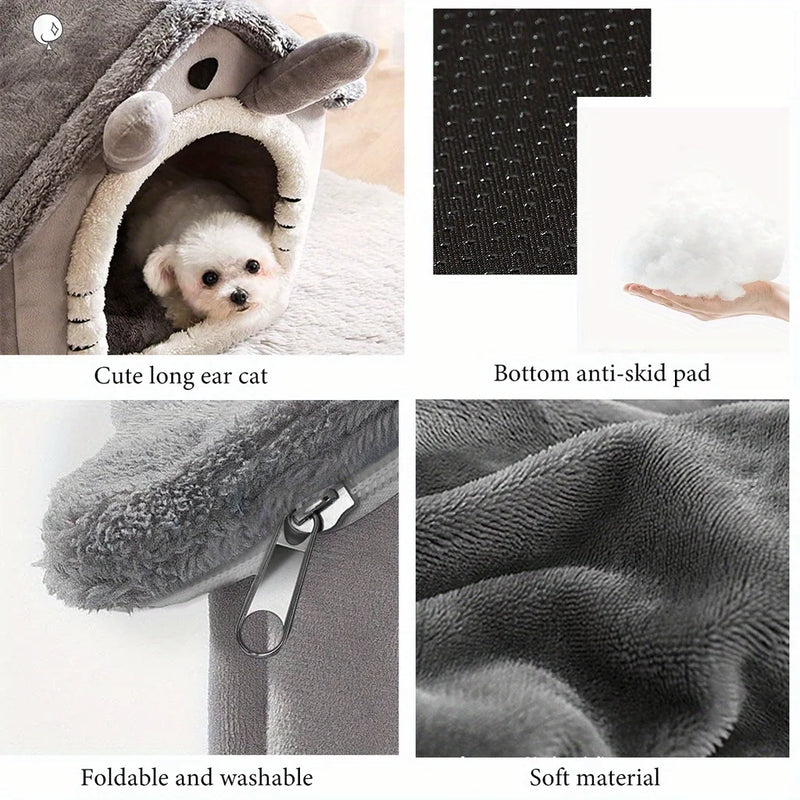 Lit Grotte Pliable pour Animaux avec Housse Lavable