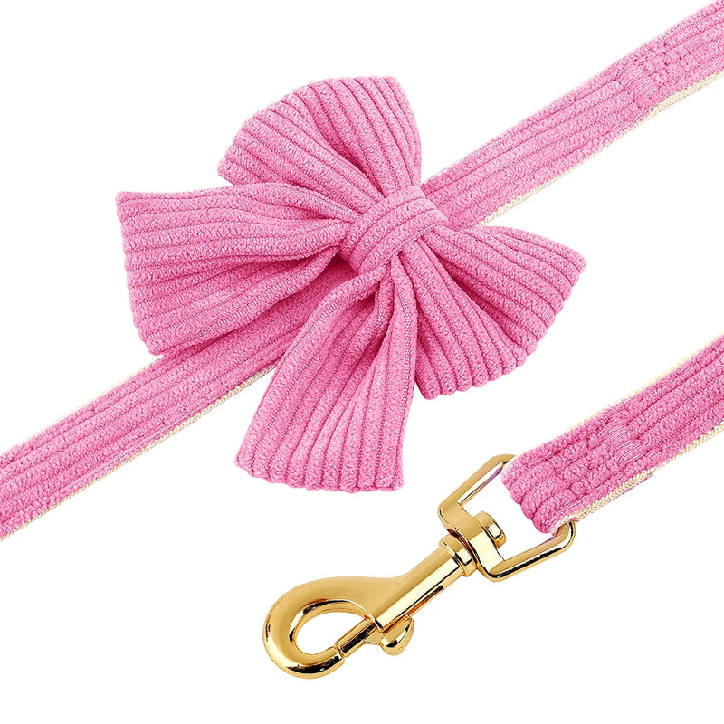 3-Piece Dog Collar Harness Leash Set with Bowknot