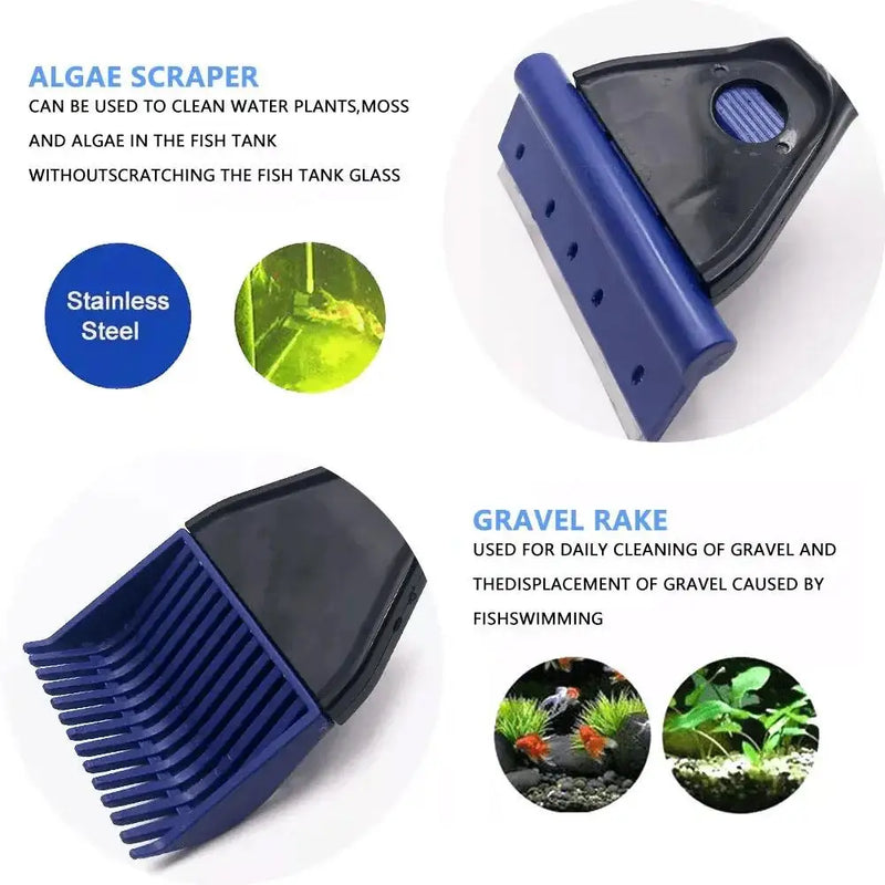 Kit de Nettoyage pour Aquarium 5-en-1 avec Filet, Grattoir et Brosse