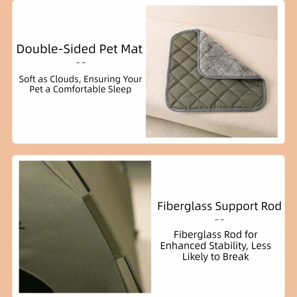 Breathable Pet Tent House with Foldable Design and Double-Sided Mat