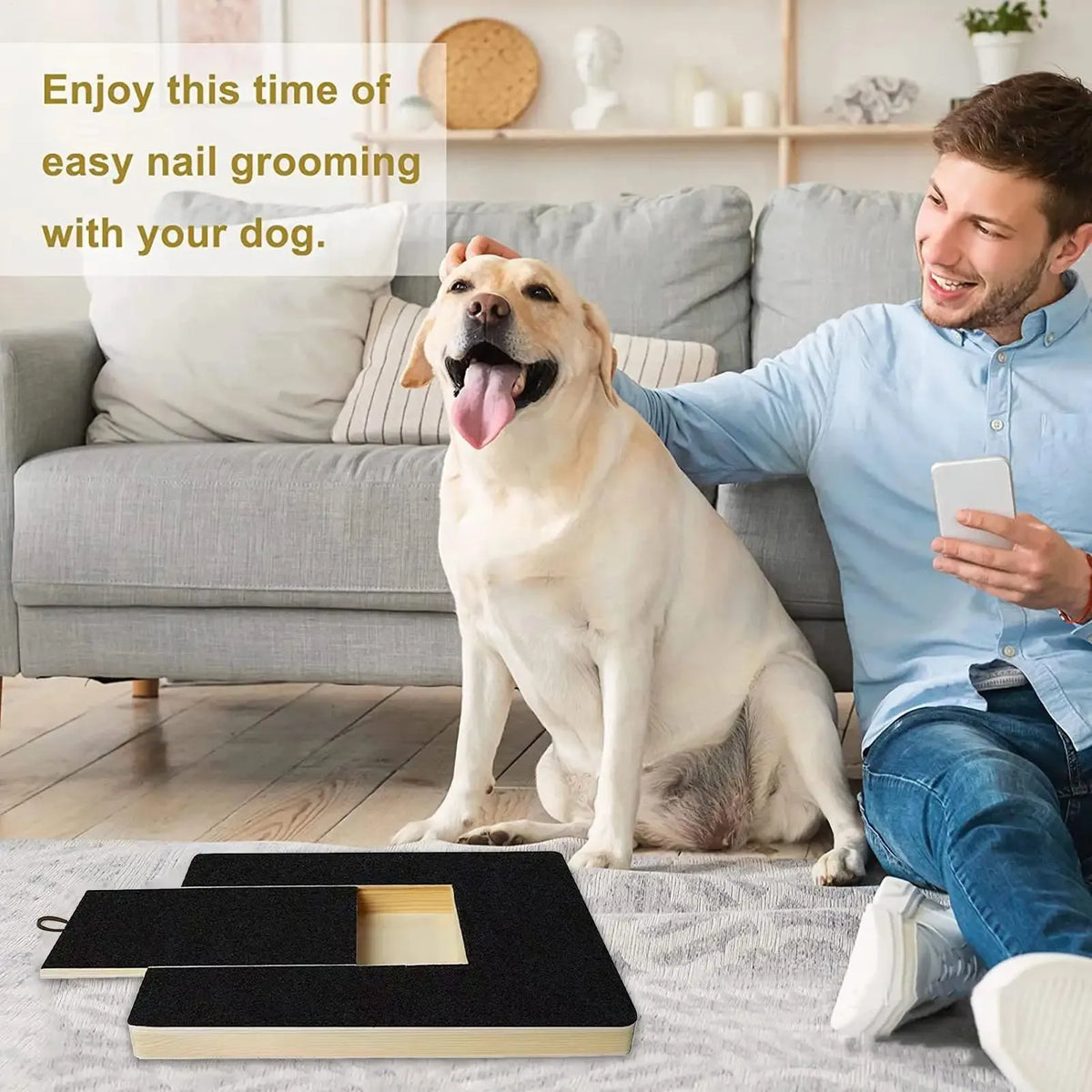 Wooden Dog Nail Scratching Board with Built-in Treat Box