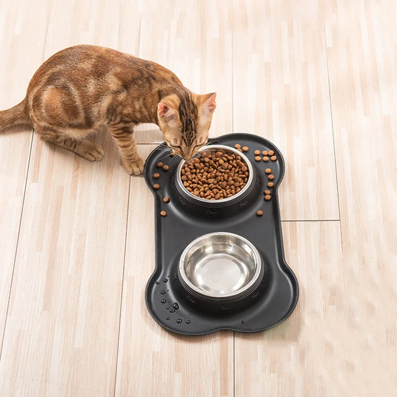 Cuenco para Mascotas de Acero Inoxidable con Base Antideslizante