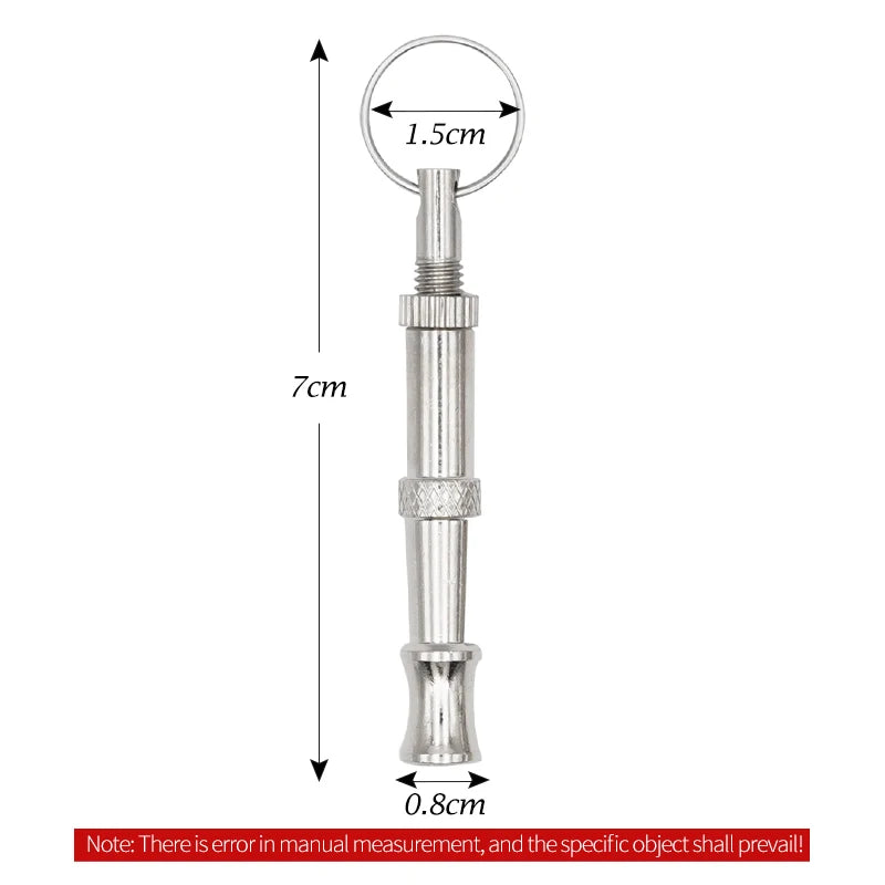 Edelstahl-Trainierpfeife mit Schlaufe und verstellbarer Länge, 7 cm lang.