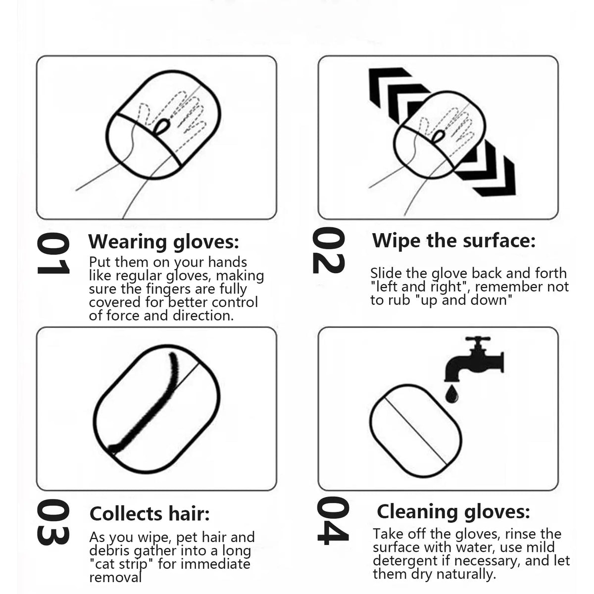 Electrostatic Pet Hair Remover Gloves for Dogs and Cats
