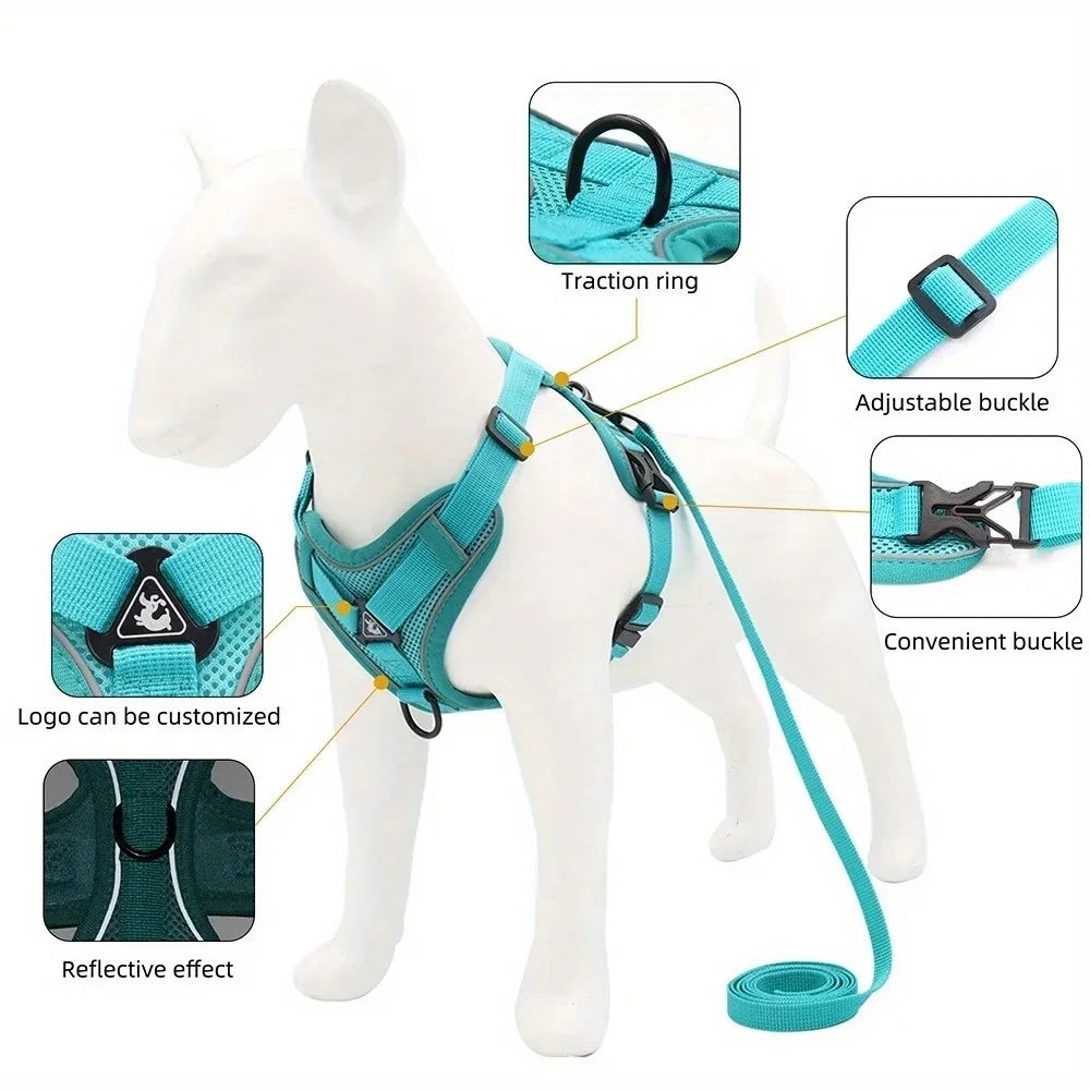 Adjustable No-Pull Dog Harness with Reflective Leash Set