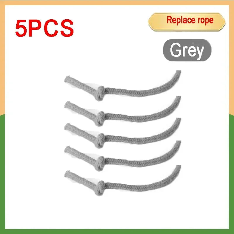 Five grey replacement ropes for an interactive prey-simulating pet toy ball