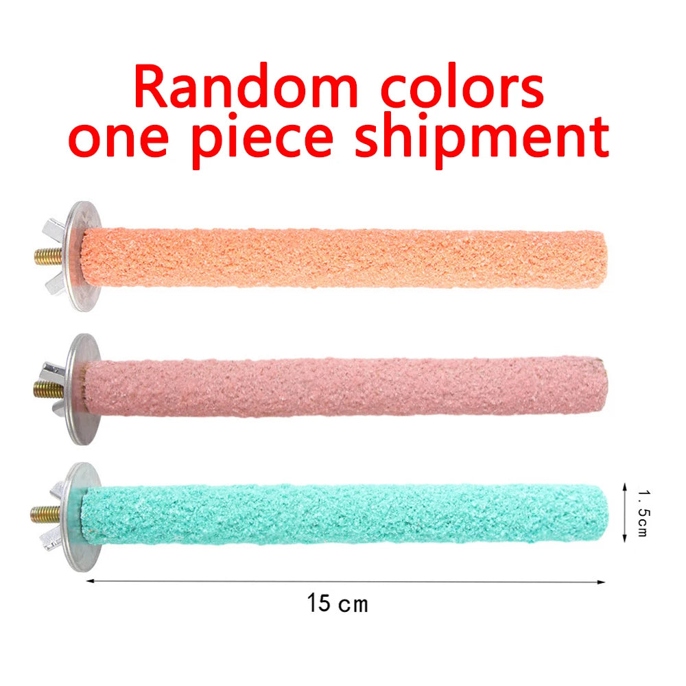 Colored Quartz Sand Bird Perch with Natural Wood Base