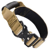 A tactical dog collar with a heavy duty nylon training strap and black buckle shown against a white background.
