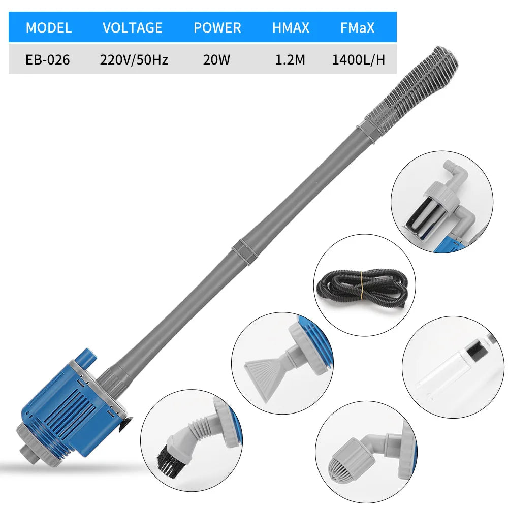 Electric Aquarium Water Change Pump with Gravel Cleaner