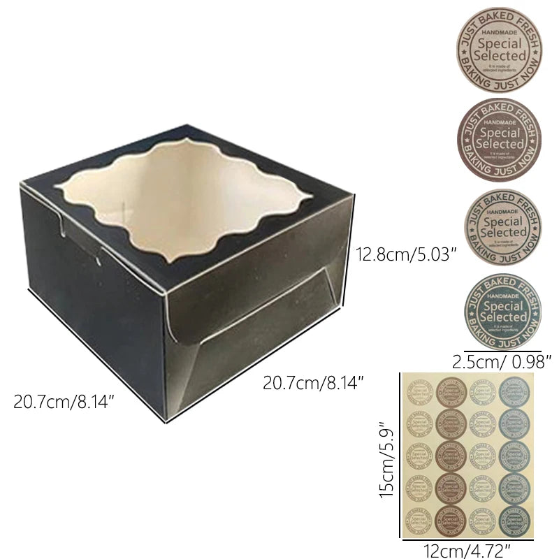 Set of 10 Cake Boxes with Clear Window for Bakery and Gifting
