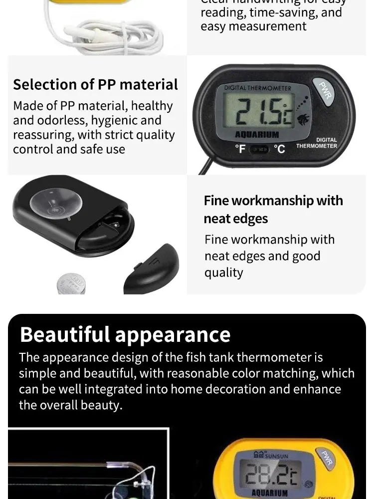 Waterproof Aquarium Digital Thermometer with Suction Cup