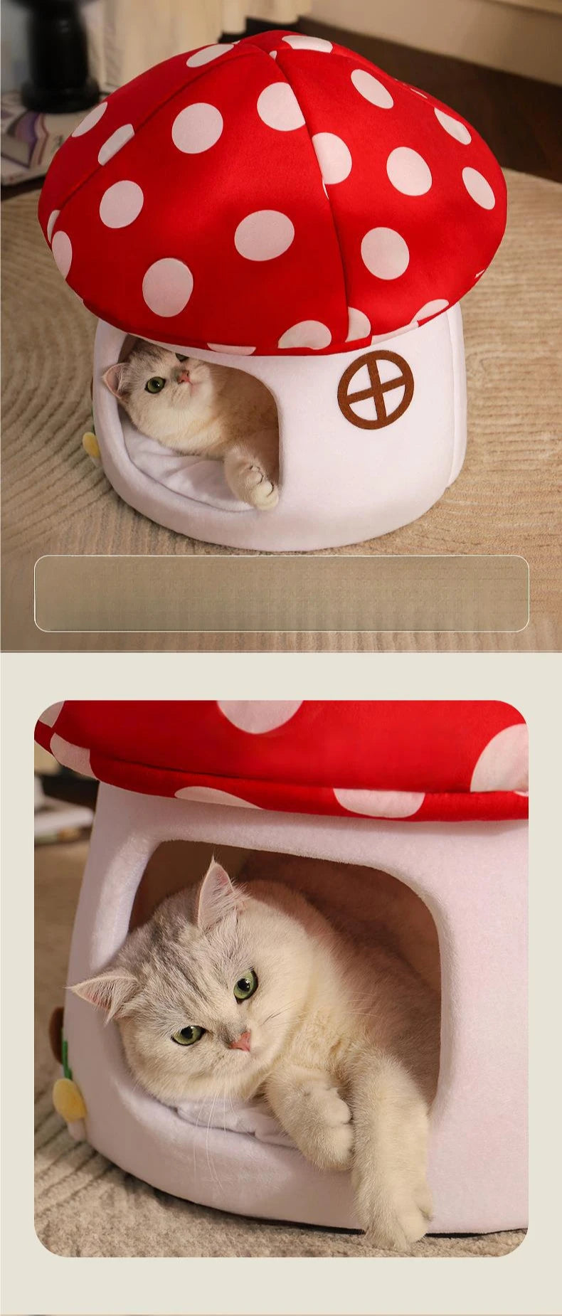 Half-Enclosed Mushroom Cat Bed