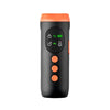 A black and orange handheld ultrasonic dog bark deterrent device with LED indicators and control buttons.