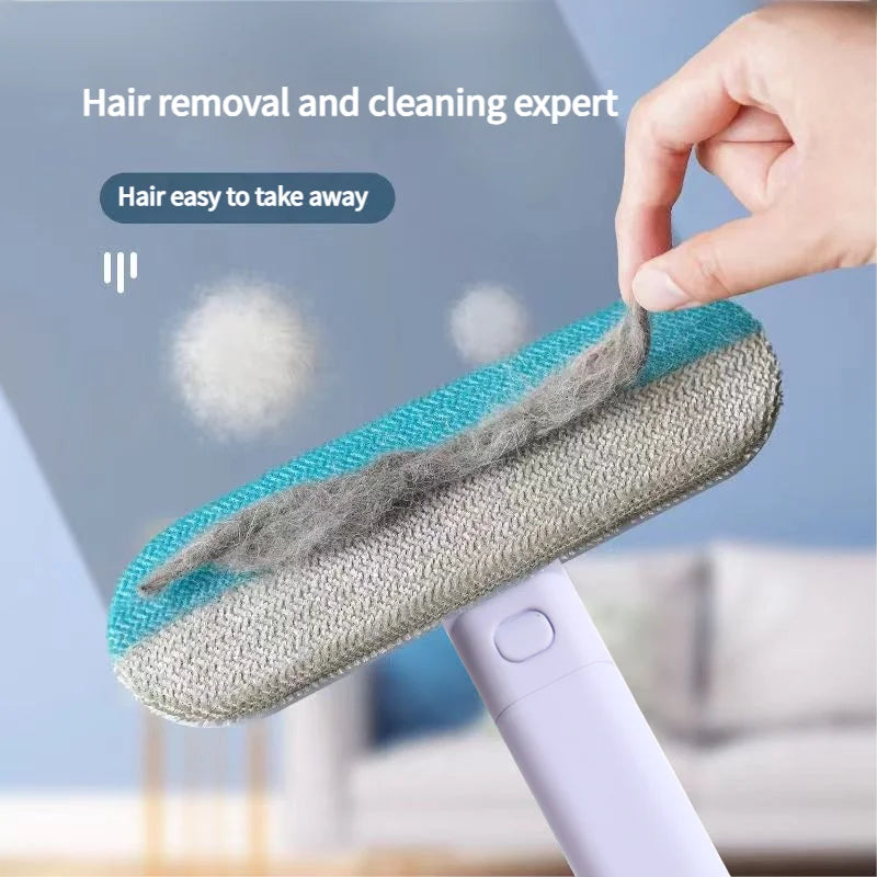 Multi-Surface Pet Hair Remover Brush with Self-Cleaning Base