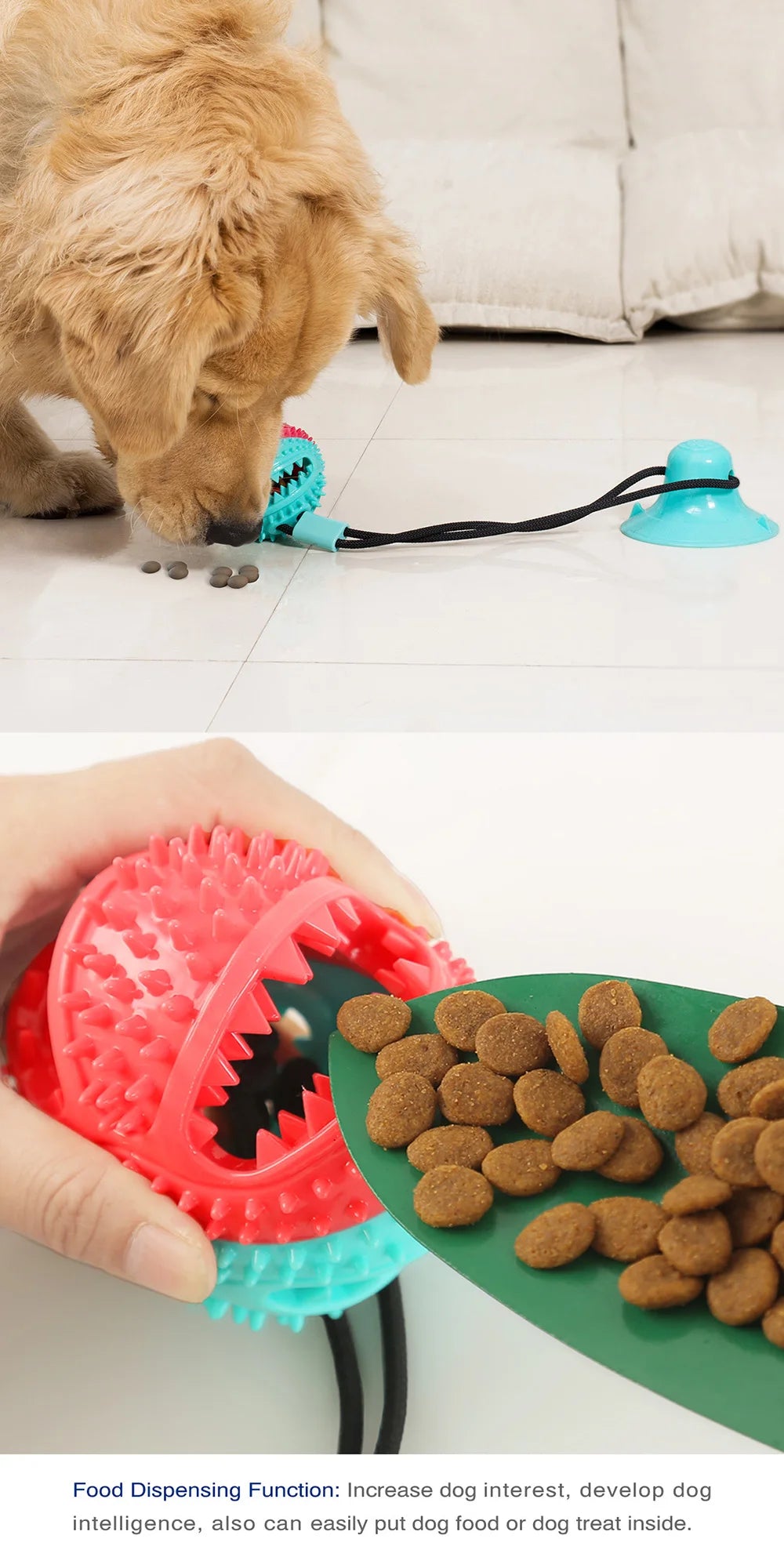 Suction Cup Interactive Dog Ball Toy with Treat Dispenser