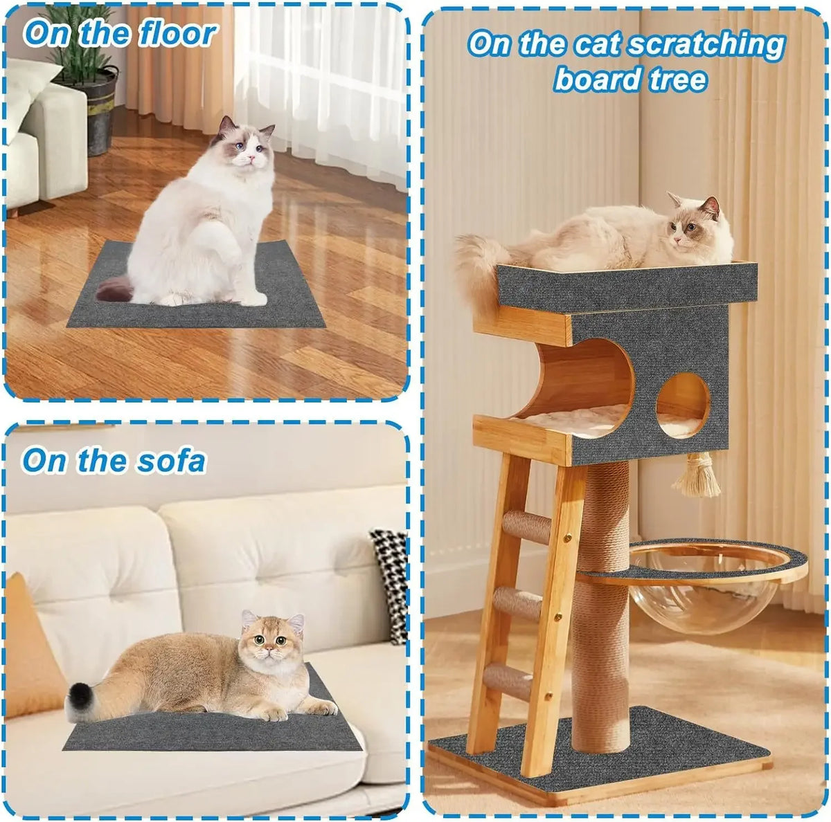 Self-Adhesive Trimmable Cat Scratching Mat for Furniture Protection