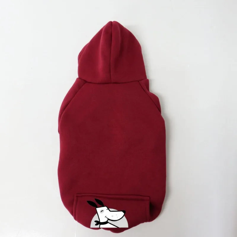 Marooner Fleece-Kapuzenpullover für Hunde mit weißer Hundegesicht-Grafik vorne.