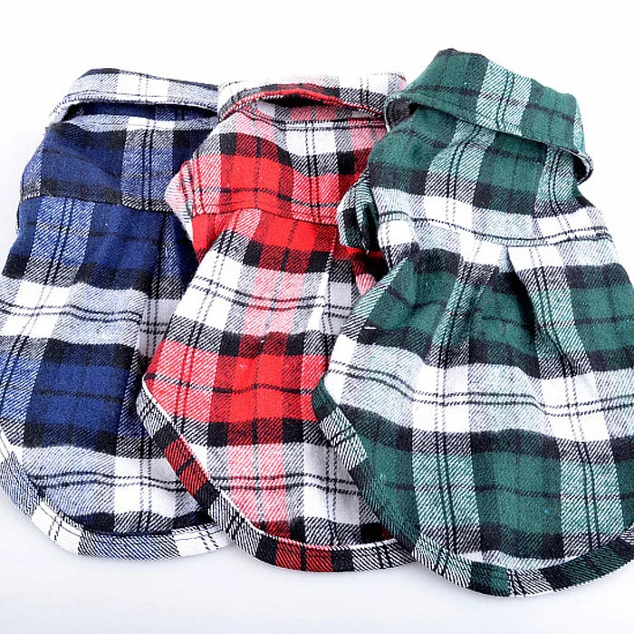 British Style Plaid Pet Shirt Jacket for Small Dogs and Kittens