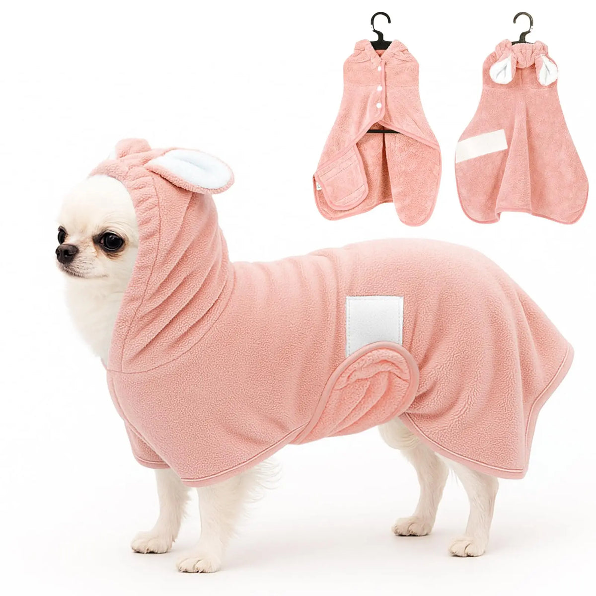 Adjustable Hooded Pet Bathrobe – Quick-Dry Microfiber Dog & Cat Towel
