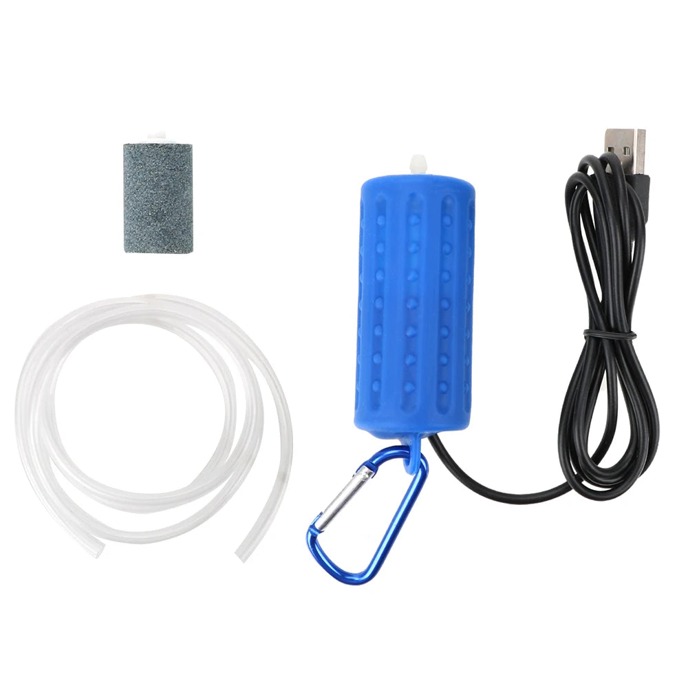 USB Mini Aquarium Air Pump with Silicone Air Stone and Tube