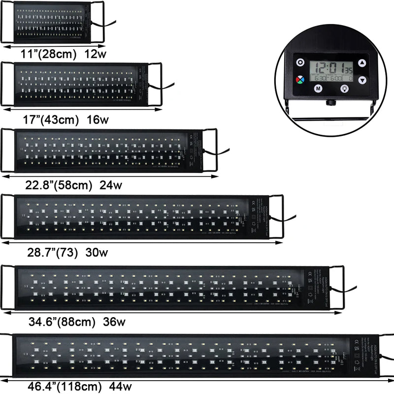 Lampe LED Aquarium Plein Spectre avec 8 Modes d'Éclairage