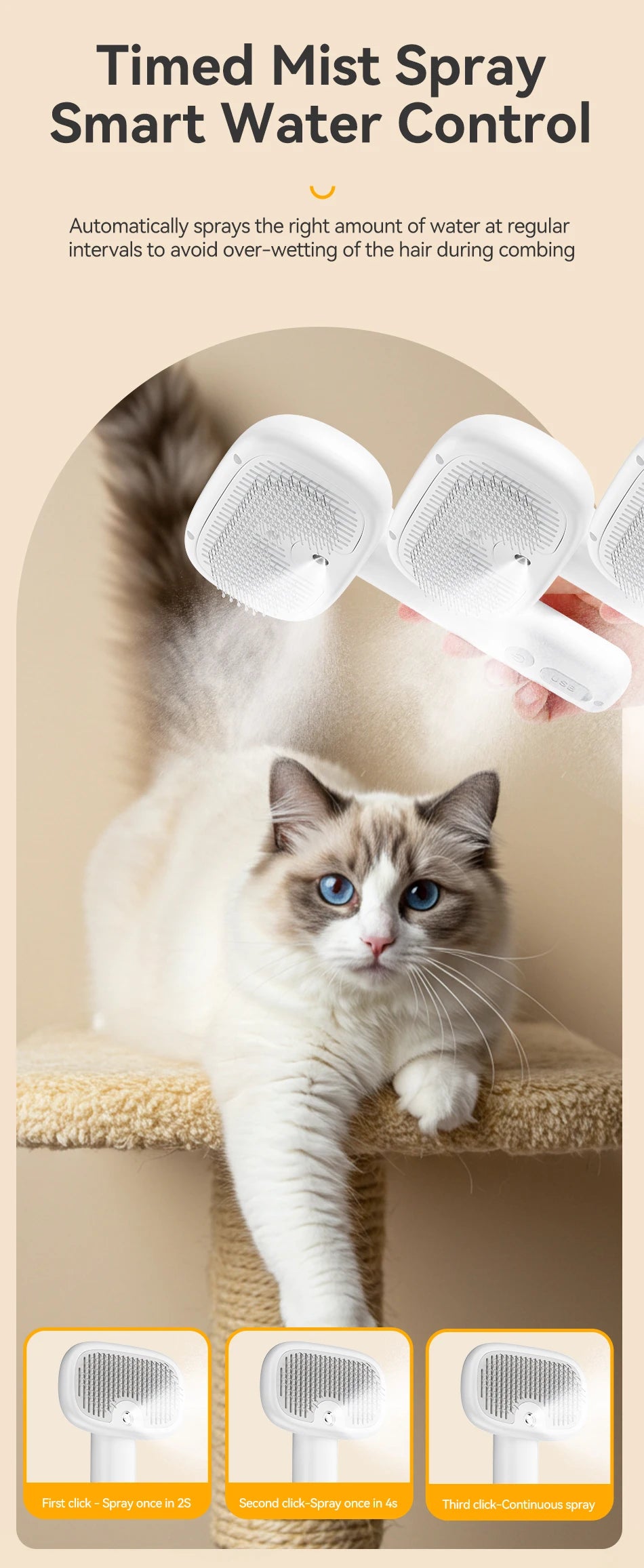 A cat is grooming its fur with a timed mist spray smart water control device.