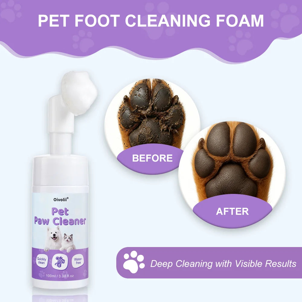Waterless Paw Foam Cleaner with Built-In Silicone Brush