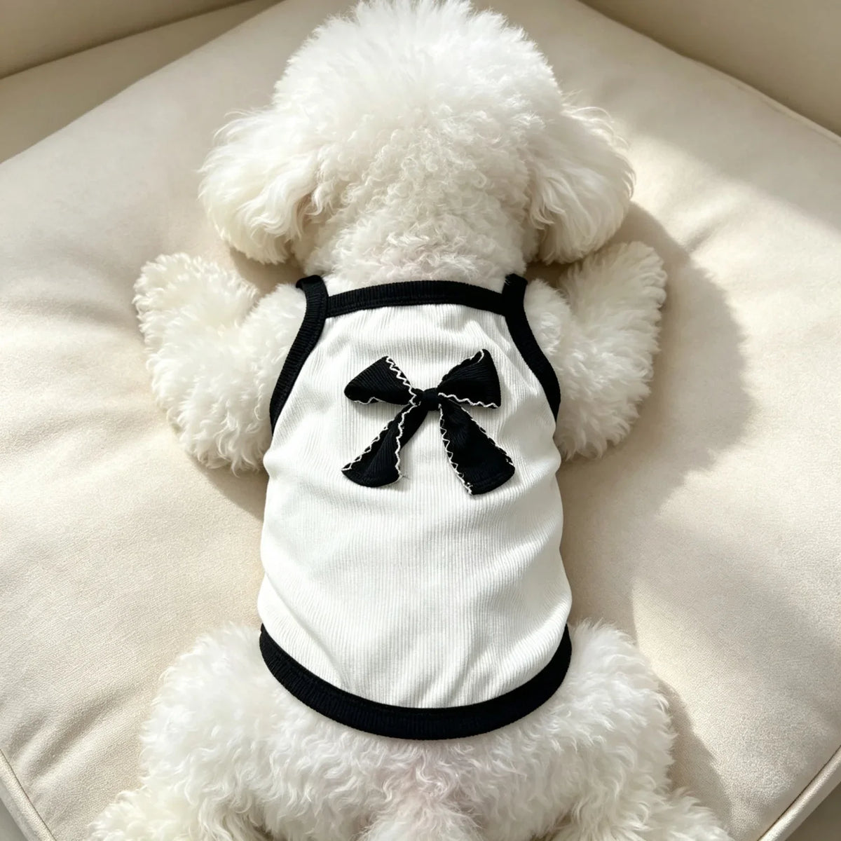 Ribbed Sleeveless Pet Vest with Bow Knot for Small Dogs and Cats