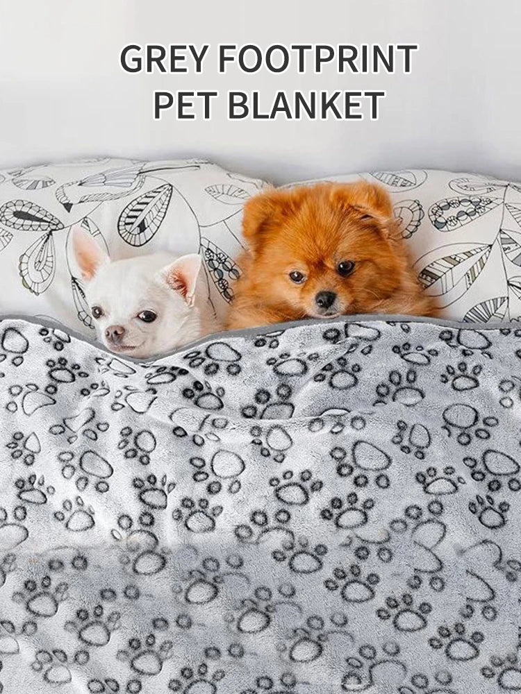 Couverture pour animaux douce et grise avec motif de pattes