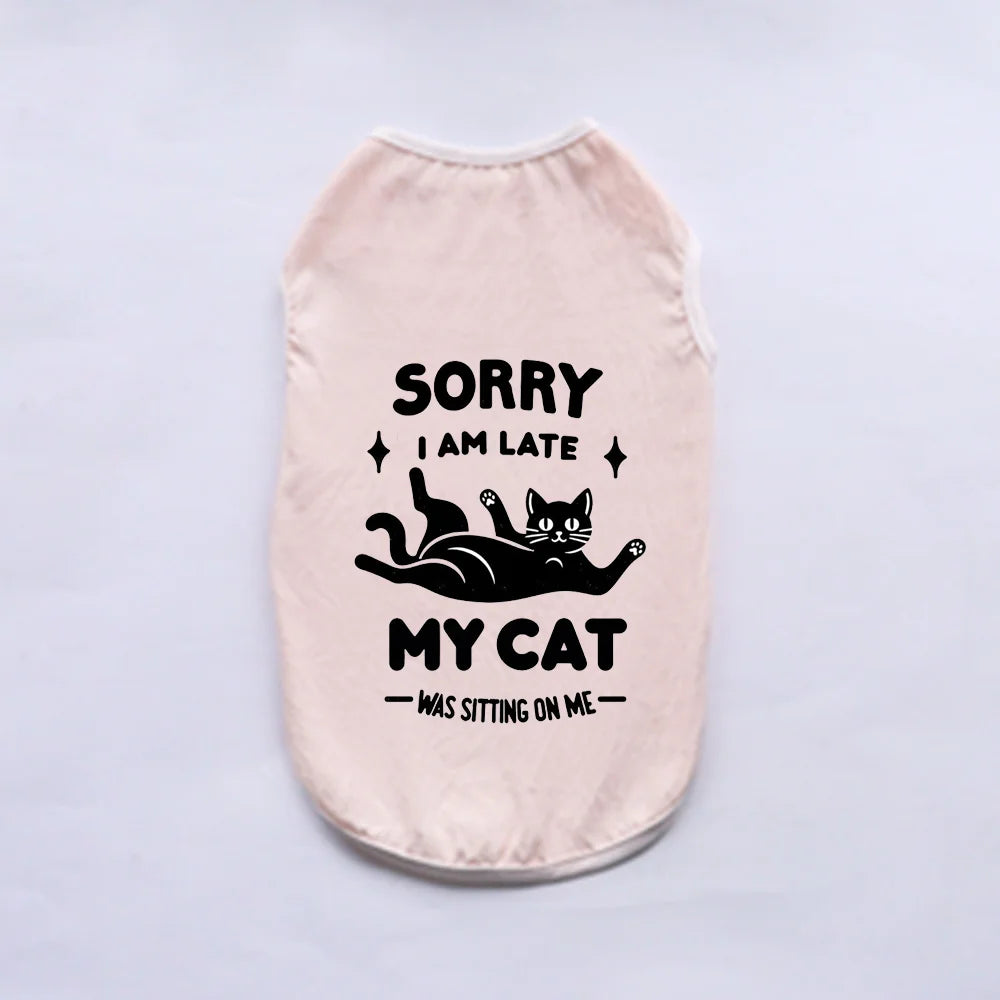 Breathable Summer Pet Vest with Fun Print – Sleeveless Casual Shirt for Small Dogs & Cats