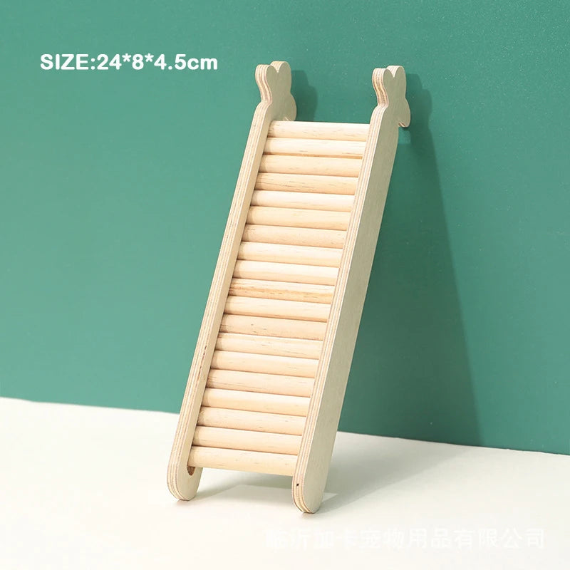 L-Shaped Wooden Hamster Platform with Stairs