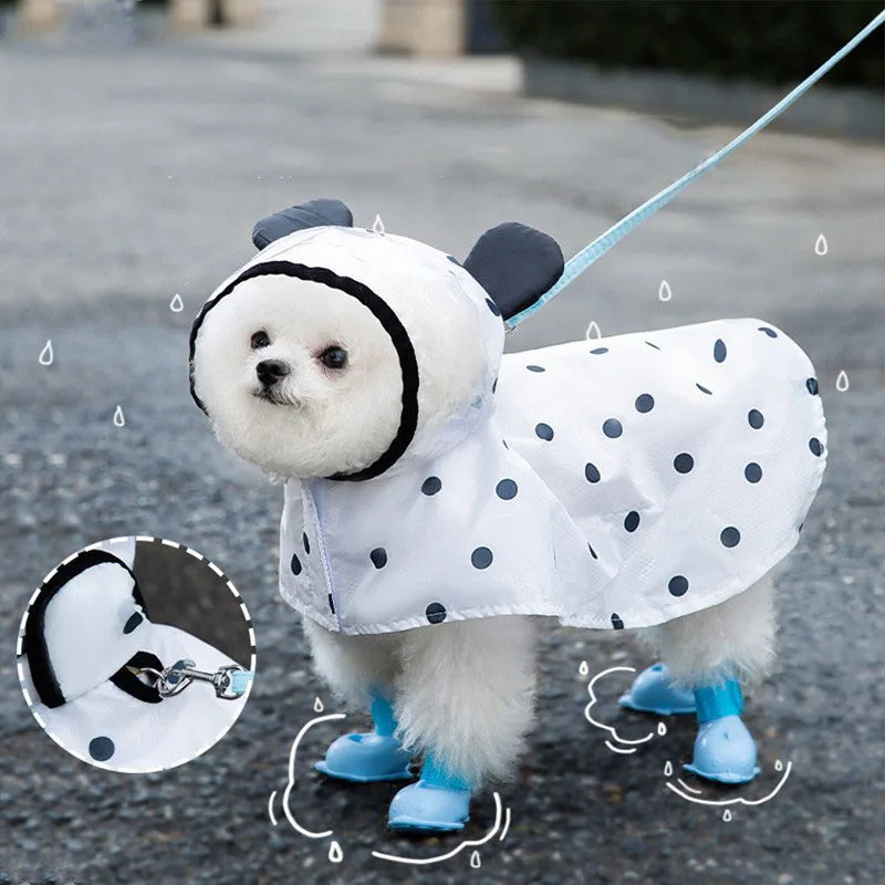 Small Dog Full-Body Raincoat with 4-Leg Coverage