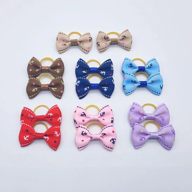 Pet Hair Bows with Elastic Bands (100-Pack)