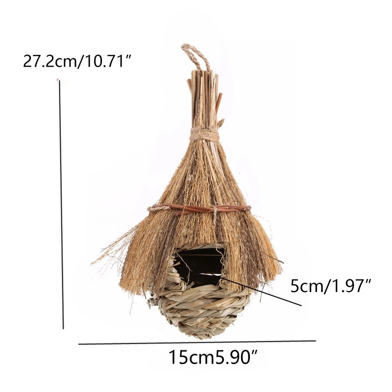 Handwoven Natural Grass Hanging Bird Nest for Small Birds