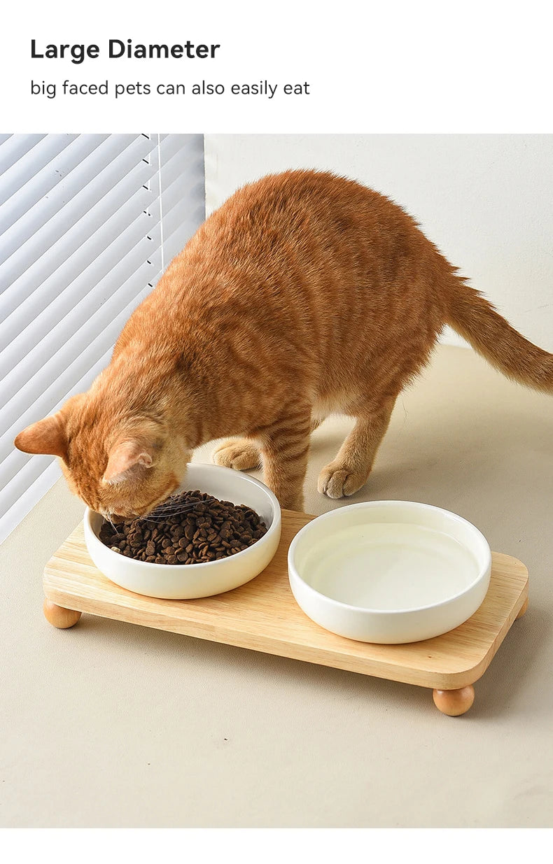 Elevated Ceramic Cat & Dog Bowl with Stand – 2-in-1 Food and Water Feeder