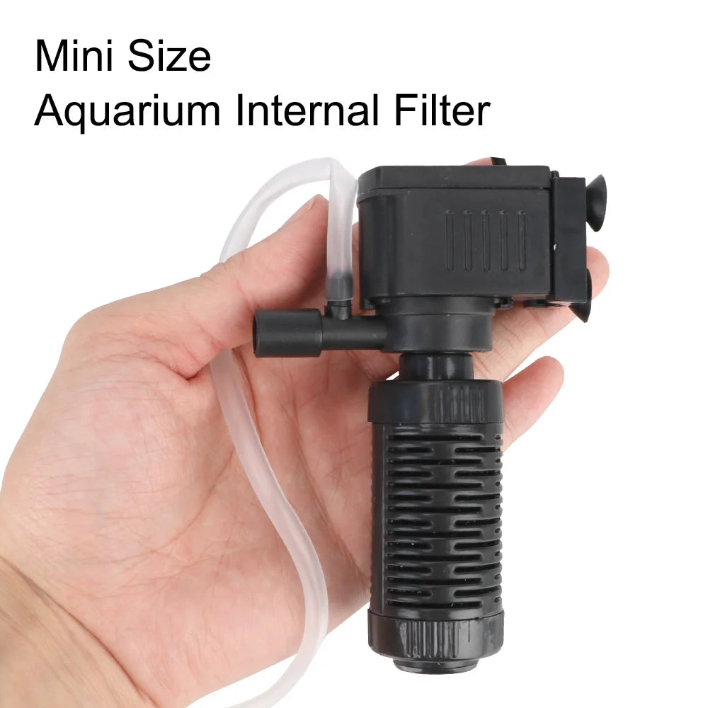 Compact Submersible Aquarium Filter with Oxygen Pump