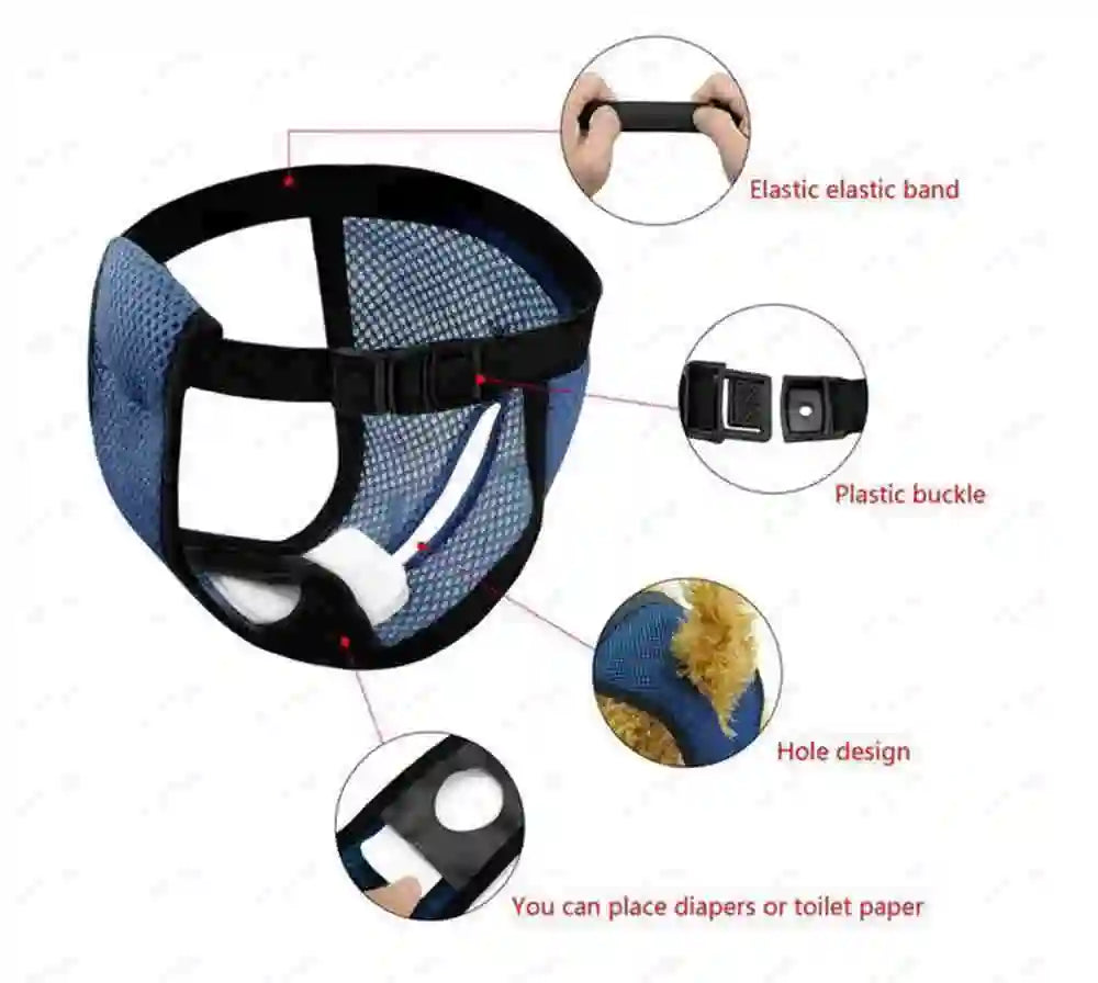 Reusable Washable Dog Diapers with Absorbent Pads for Female Dogs in Heat