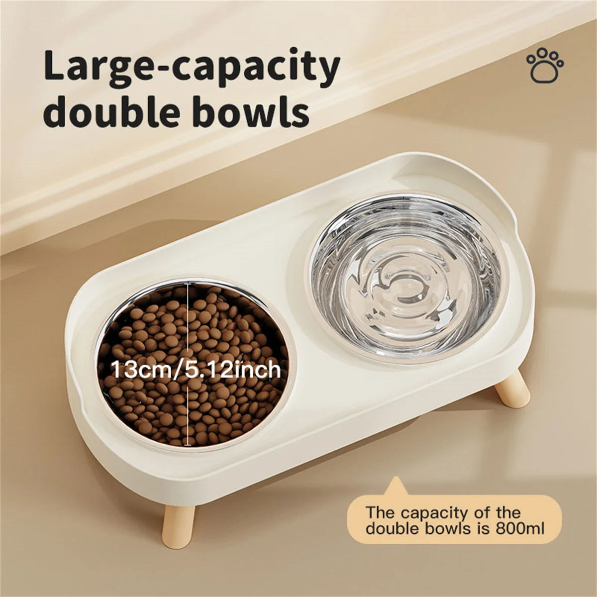 Colorful Double Dog Bowl Set with Stainless Steel and Plastic Base
