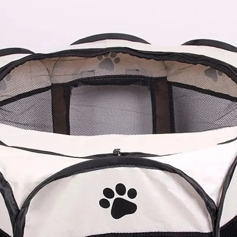Foldable Oxford Cloth Pet Playpen with Mesh Roof