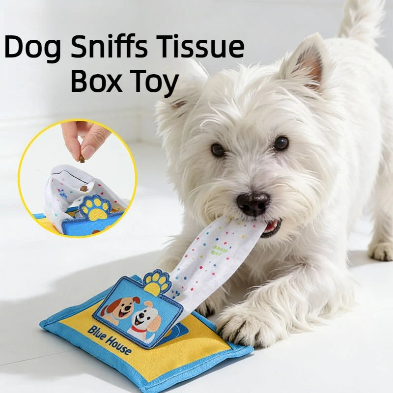 Interactive Snuffle Tissue Box Toy for Dogs – Anxiety Relief & Hide-and-Seek Puzzle