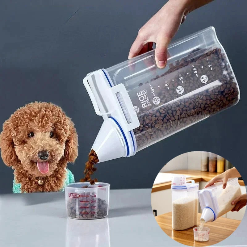Airtight Pet Food Storage Container with Measuring Cup